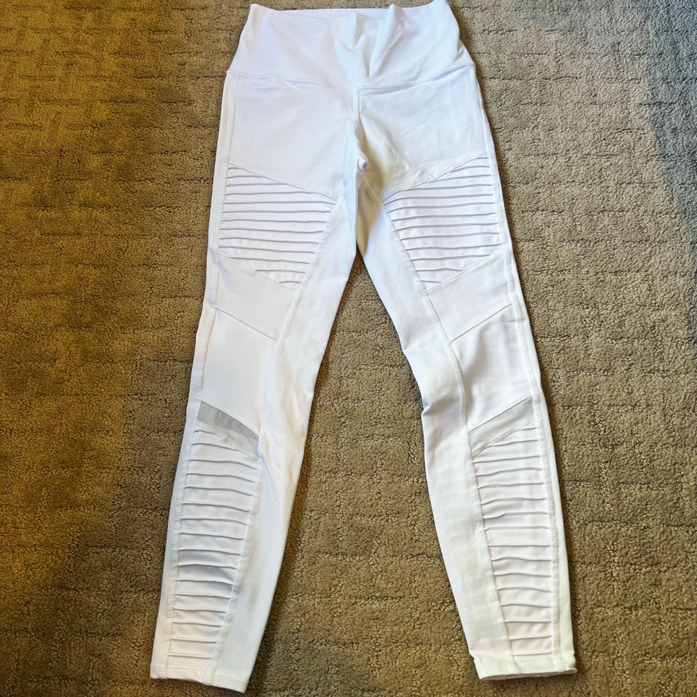 Alo White High-Waist Moto Legging